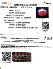 5.53/CT Natural Mozambique Ruby with Govt. Lab Certificate (RUBY9T)